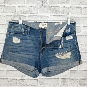 FRAME Denim Women's Le Cutoff Jeans Shorts Distressed Raw Hem Size 29